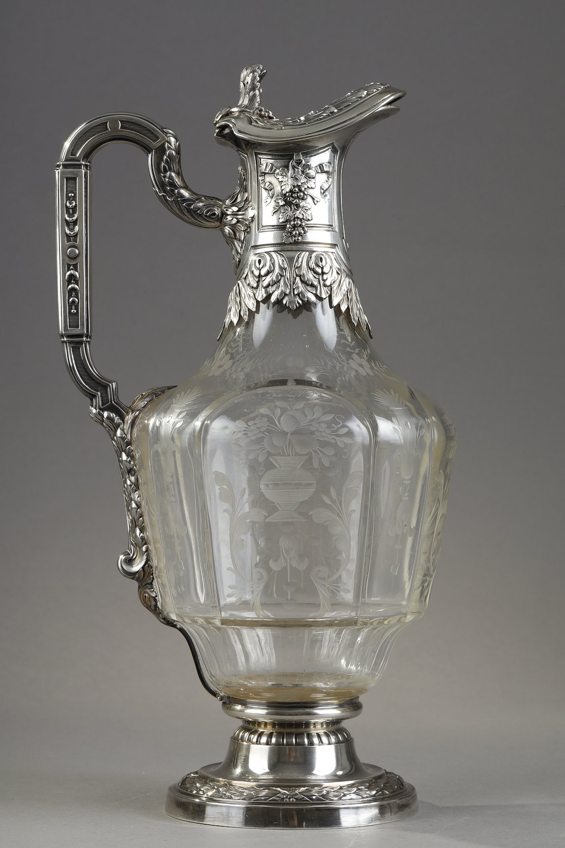 A 19th century crystal silver mounted Ewer, Edouard Ernie